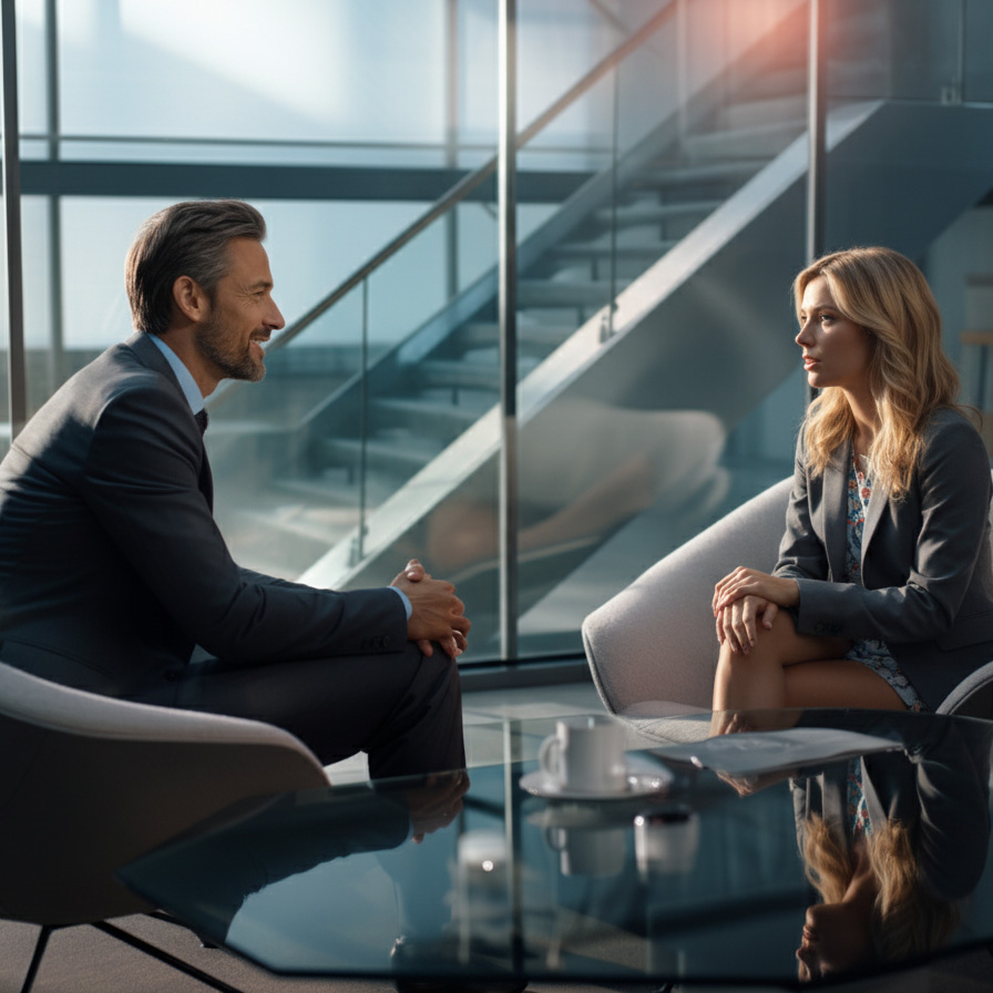 Professionisti in controluce che osservano skyline urbano